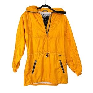 NILS SKI WEAR Vintage Nylon 1/2 Zip Hooded Pullover Jacket Pockets Yellow Size 6